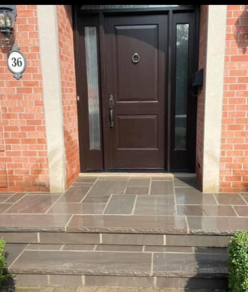 Custom stonework installation with natural stone